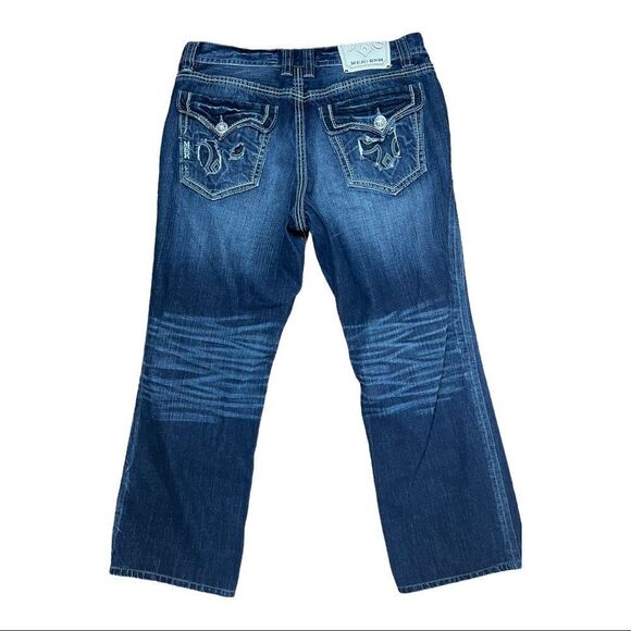 Mek Markham Jeans Straight For Dark Wash Mens Size 32X28 Hemmed Button Fly - Picture 7 of 9